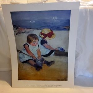 VTG Print Poster 11"x14 "Children Playing on the Beach" See Description